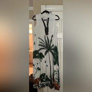 NWT Sheridan French Tessa Maxi, White Junglescape, Size Small